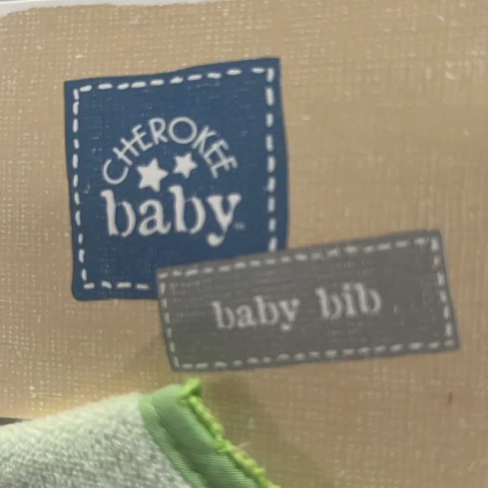Vintage Cherokee Baby Green Embroidered Bib